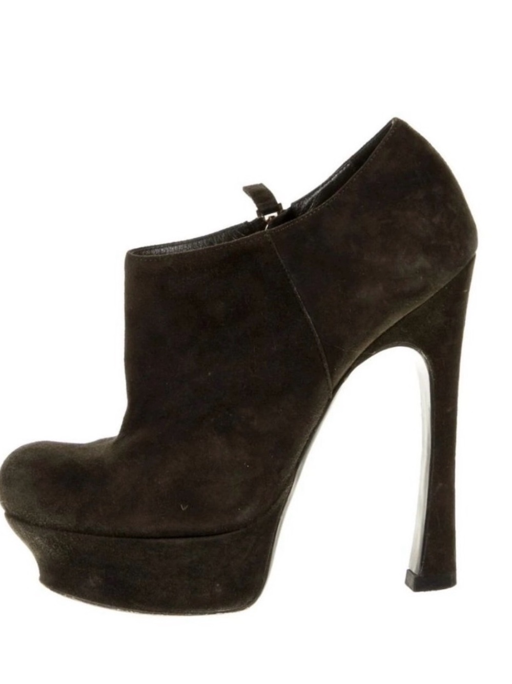 💕Pre loved Yves Saint Laurent Palais Dark Army Green Suede platform bootie US 6